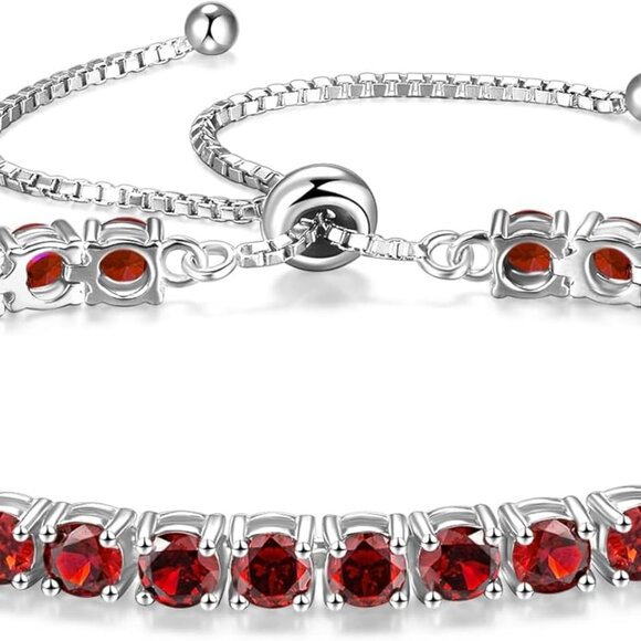 Birthstone Bracelet Jewelry for Women Sterling Silver Tennis Bracelet Classic Bo